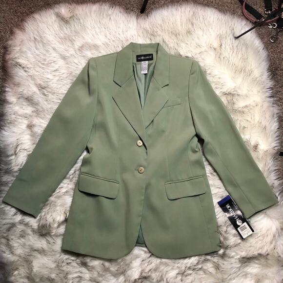 Vintage Deadstock 90s Sag Harbor NWT Pistachio Green Seasonless Twill Blazer - Picture 14 of 16